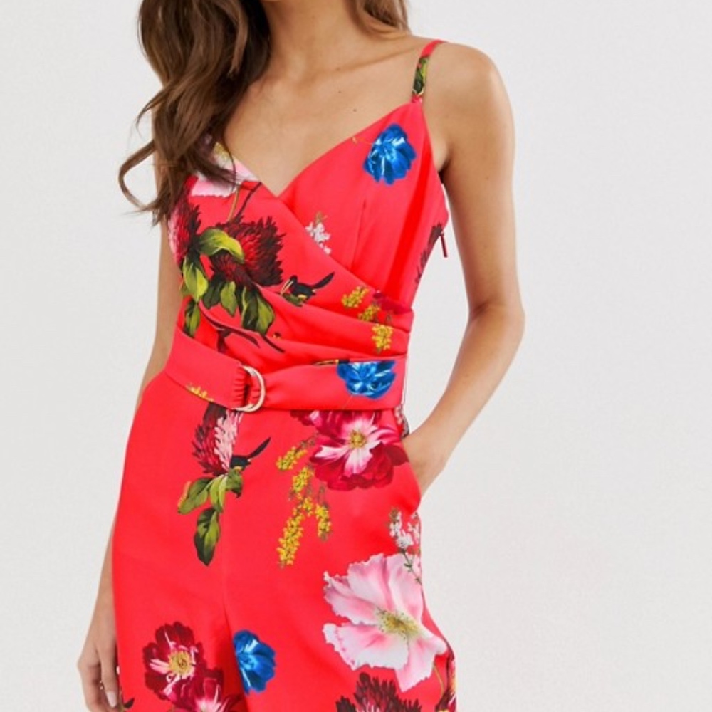 Ted Baker Piiper Berry Sundae Wrap Jumpsuit Size 2